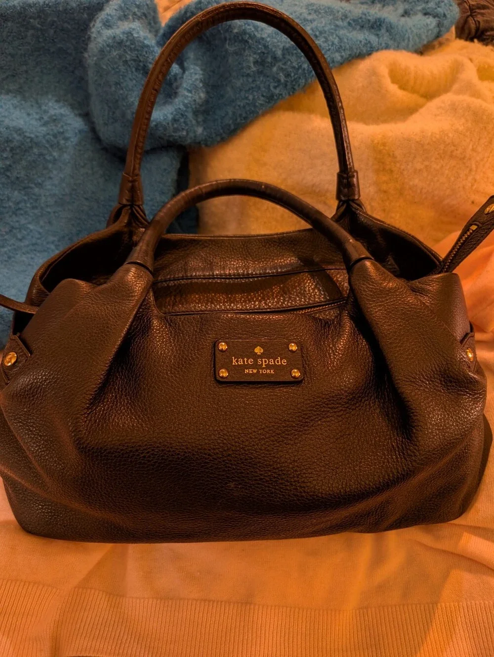 kate spade Black Pebbled Leather 